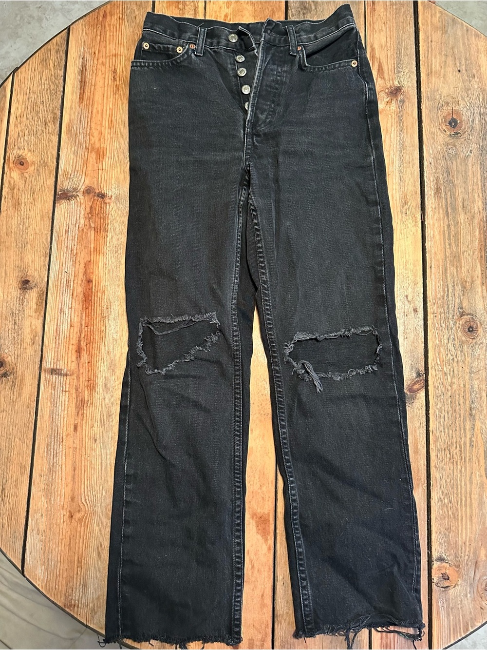 Black Distressed High-Rise Jeans